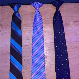 3 Blue Clip on Ties